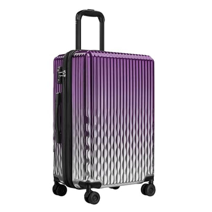 Checked Luggage, 24 Inch Expandable with Spinner Wheels, TSA Lock, Lightweight Travel Suitcase with Large Capacity - color: Amethyst Wave, size: 24inch