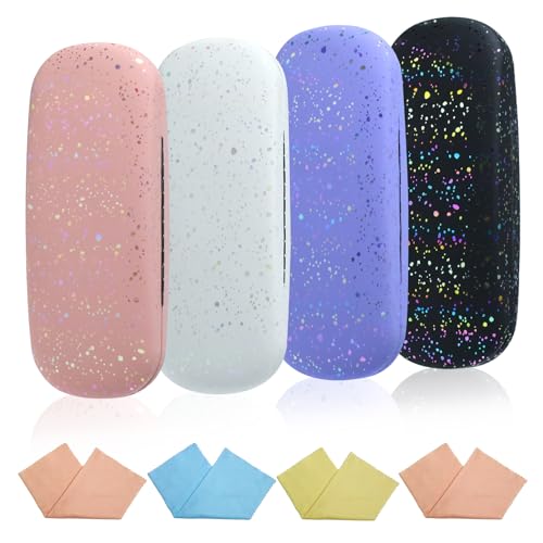 Eyeglass Case Hard Shell,Hard Sunglass Cases with Cleaning Cloth for Women,Glitter Protective Case - color: Style 3
