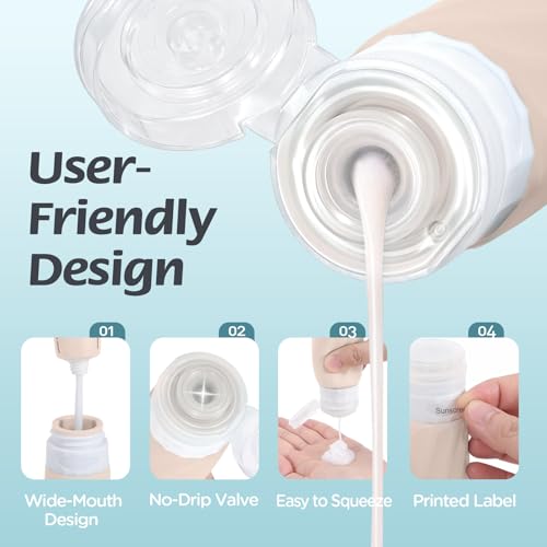 6Pcs Travel Bottles for Toiletries, Silicone Travel Size Containers Set - color: CREAM