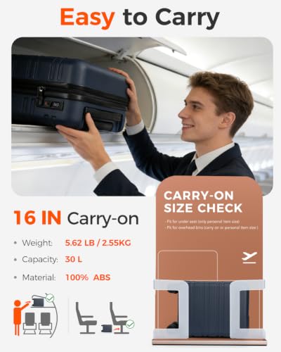 Hard Shell Suitcase With Removable Wheels,16 Inch Carry On Luggage - color: Blue