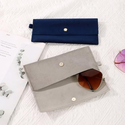 Soft Eyeglass Bag for Men Women Sunglasses Pouch Portable Dutch Velvet Cloth Eyewear Case - color: Royal Blue