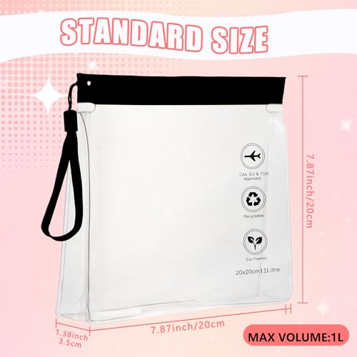 Reusable Quart Size TSA-Approved Toiletry Bag with Gusseted Bottom, Clear Makeup Cosmetic Bag Organizer, 4-Pack of 16 mil Quart Size Travel Bag for Toiletries, Carry-on Travel Accessories Essentials