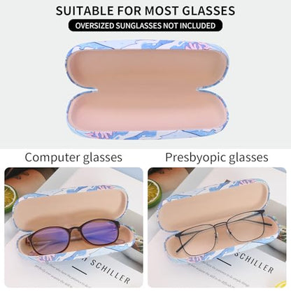PERFECTSIGHT Hard Shell Eyeglasses Case, PU Leather Protective Glasses Case, Cute Eyeglass Case for Women Men Girls - color: Shark