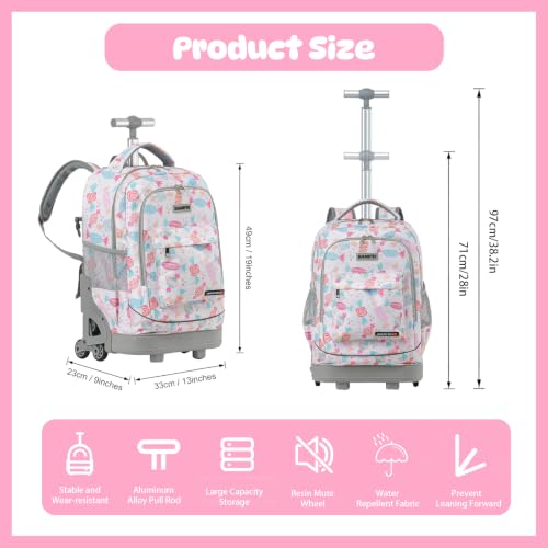 Roller Backpack for Kids 18" 6 Wheel Bag - Candy