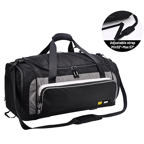 MIER Large Gym Bag for Men 60L Duffel Bag with Shoe Compartment - color: Black