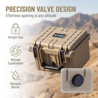 MEIJIA Portable All Weather IP67 Waterproof Camera Case,hard case with Customizable Fit Foam,Fit Use of Drones,Camera,Equipments,10.62 x9.68x6.87inches(Desert Tan) - color: Desert Tan, size: 10.62 x 9.68 x 6.87 inches
