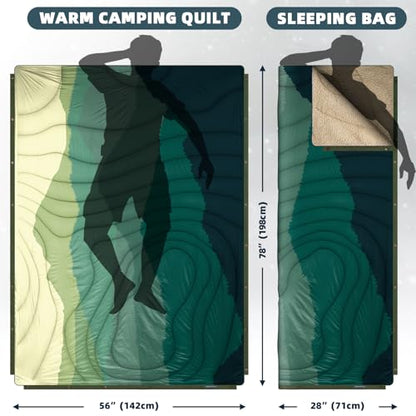 Large Camping Blanket with Sherpa Lining 78"x 56" - color: Green Mountain, size: 78 x 56 inches-Sherpa