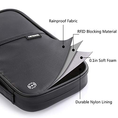 VanFn RFID Travel Passport Wallet, Family Passport Holder, Trip Document Organizer P.Travel Series (Nylon - Black) - color: Black