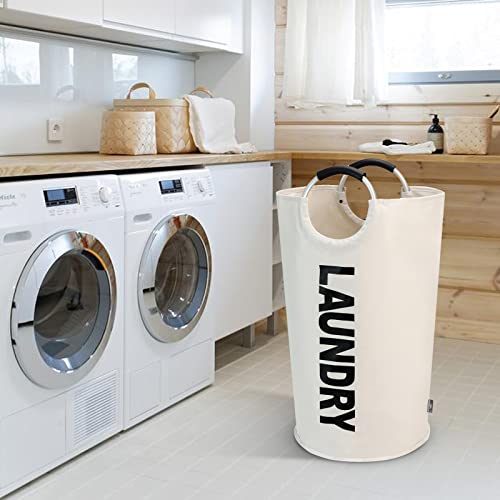 DOKEHOM 125L X-Large Laundry Basket Bag, Collapsible Tall Hamper, Beige - color: Beige, size: 125L
