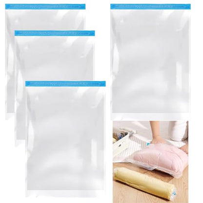 4PCS Travel Compression Bags, Roll-Up Space Saver Vacuum Storage Bags, 50x35cm/19.6x13.7 Vacuum Bags for Luggage Backpack Suitcase Packing Organizers
