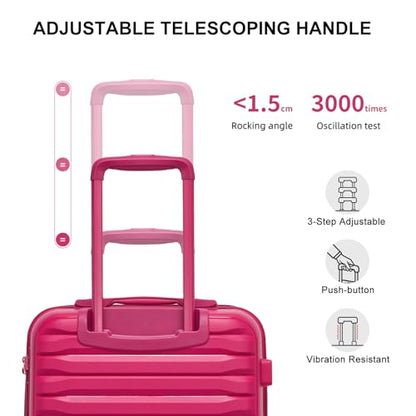 LARVENDER Luggage Sets 3 Piece, Carry On Luggage 20in Suitcase with Wheels - color: Beetroot Purple-20inch