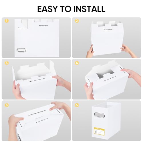 BALEINE 8PK File Organizer Box, Cardboard File Folder Organizer with Handle - color: White, style: 8PK (Slim)
