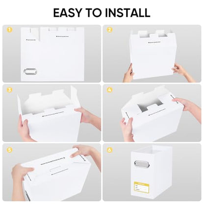 BALEINE 8PK File Organizer Box, Cardboard File Folder Organizer with Handle - color: White, style: 8PK (Slim)