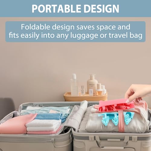 TamBee Portable Hanger Clips Travel Clothesline Travel Hangers Towel Drying Rack Clothing Hanger Folding Portable Sock Dock Swimsuit Drying Rack Hanger with 6 Clips Pack of 3 (Black) - color: Black