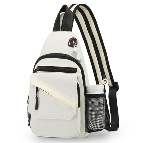 Sling Bag for Men Women,Convertible Crossbody Backpack Chest Bag - color: Beige, size: Large