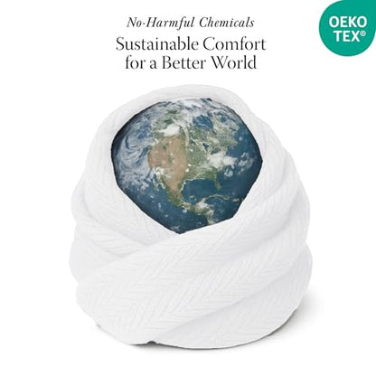 Threadmill Luxury 100% Cotton Twin Herringbone Blanket, Bright White - color: Bright White, size: Twin (68" x 92")
