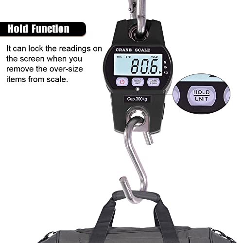 Fuzion Hanging Scale 660LB/300KG, Crane Scale with Snap-Fit Lifting Ring - color: Black