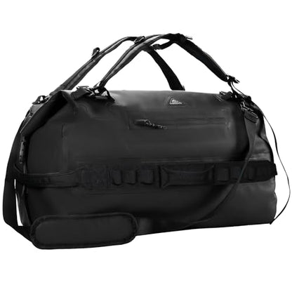 Haimont IPX7 Waterproof Roll-Top Dry Duffel Backpack Bag - color: Black, size: 90L