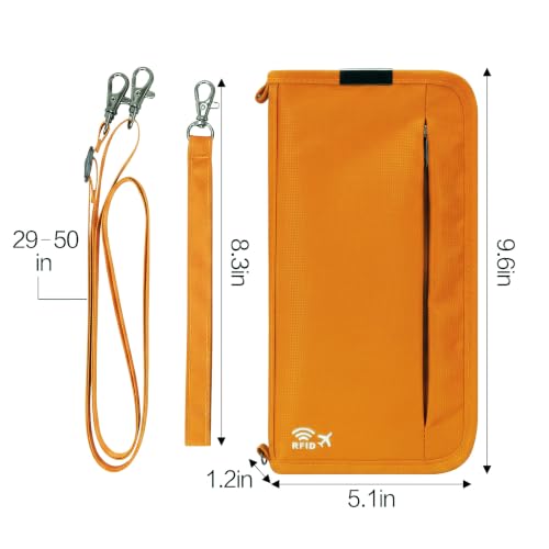Neck Wallet Lightweight RFID Blocking Waterproof Travel Pouch Passport Wallets for Women Men - color: C-Orange