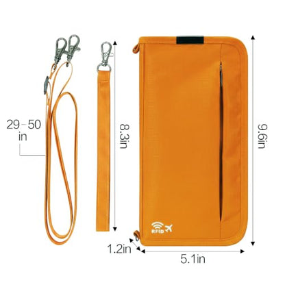 Neck Wallet Lightweight RFID Blocking Waterproof Travel Pouch Passport Wallets for Women Men - color: C-Orange