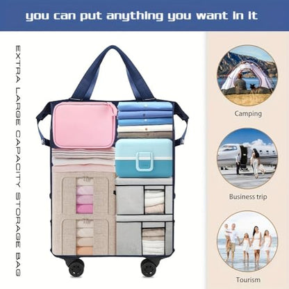 360° Spinner Wheel Duffel Bag, Violet - color: violet