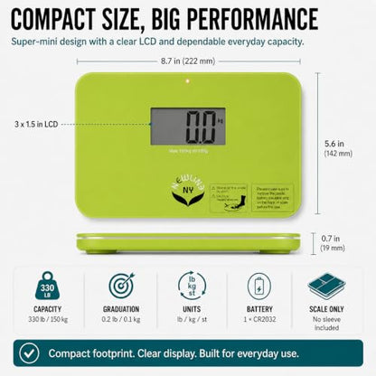 600 Super Mini Travel Bathroom Scale, 330 lb, Green - color: Green