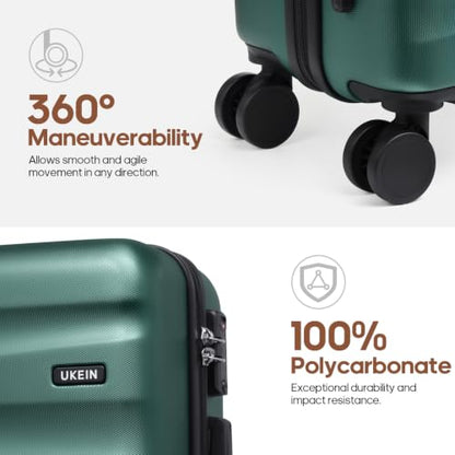 UKEIN Luggage Set with Backpack,Hardshell Carry On Luggage Airline Approved - color: Dark Green