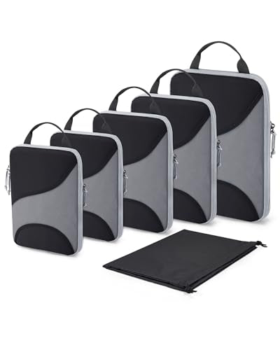 Bagsmart Compression Packing Cubes, Travel Bag Cruise Ship Essentials - color: Jet Black