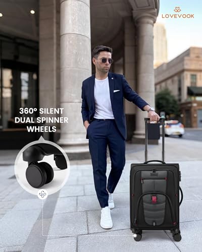 Carry On Luggage 22x14x9 Airline Approved with TSA Lock for Business Trip - color: Black&Gray, size: 22 Inch - Carry-On
