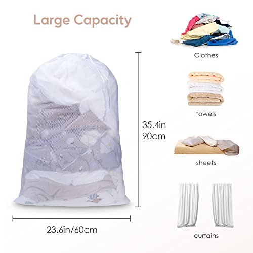 Meowoo 4Pcs Large Mesh Laundry Bag, 24×36inch - color: White-4pcs, size: 24x36 inch