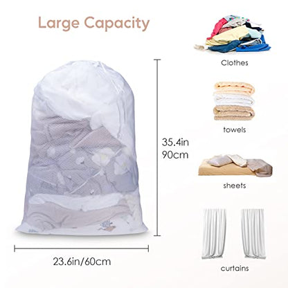 Meowoo 4Pcs Large Mesh Laundry Bag, 24×36inch - color: White-4pcs, size: 24x36 inch