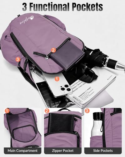 Small Foldable Hiking Backpack for Women Men, 15L Ultralight Collapsible Daypack for Traveling Outdoor Daily, Purple - color: Purple