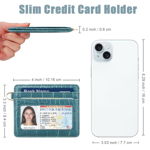 Slim Credit Card Holder Crocodile Wallet Women Thin Wallets - color: A Cadet Blue