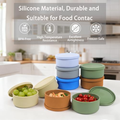 24 fl oz Silicone Airtight Lunch Bowl with Lid, Food Container - color: Ocean blue