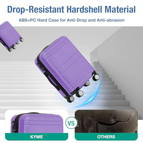 Carry On Luggage 22x14x9 Airline Approved,Hardside Suitcase,20 In,Lt Purple - color: Lt Purple