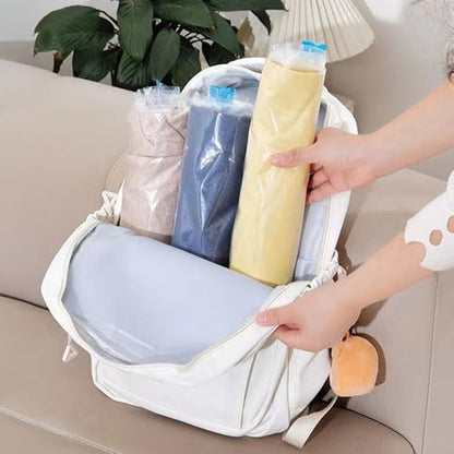 4PCS Travel Compression Bags, Roll-Up Space Saver Vacuum Storage Bags, 50x35cm/19.6x13.7 Vacuum Bags for Luggage Backpack Suitcase Packing Organizers