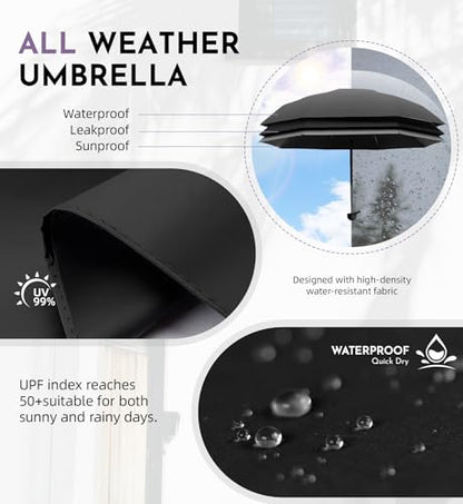 Umbrella Travel Size Mini Umbrella with UPF 100+ UV Rain Protection - color: Black
