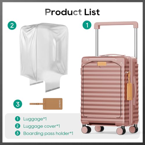 Joyway Expandable 20 Inch Carry on Luggage with Front Pocket, Rosa Gold - color: Rose Gold, size: Carry On 20Inch-EXT