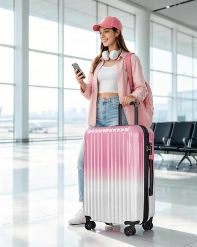 Luggage Sets 2 Piece, Hard Shell Expandable Carry on Suitcase with Spinner Wheels and TSA Lock, Lightweight Travel Luggage Set - color: Pink, size: 2-piece Set (20/24)