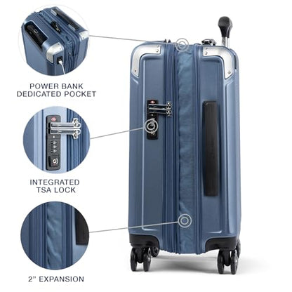 Travelpro Platinum Elite Hardside Carry-On Luggage, Dark Sky, 21-Inch - color: Dark Sky Blue, size: Carry-on with Laptop Pocket 21-Inch