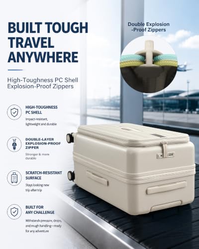 Hanke 28 Inch Top Opening Expandable Extra Large Luggage With TSA Lock，114L - color: Ivory White, size: 28 Inch