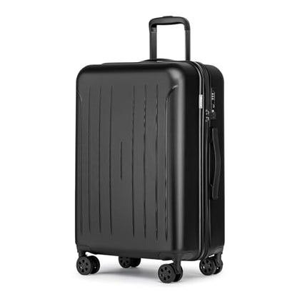 KYME 24-Inch Medium Luggage Checked TSA Approved Suitcase,24",Black - color: Black, size: 24" Checked