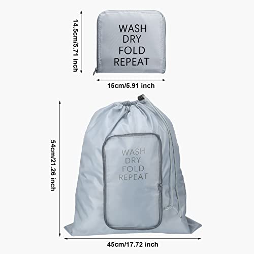 Boao 드로스트링 지퍼가 달린 여행용 세탁 가방 2개 - color: 회색, 파란색., size: Classic