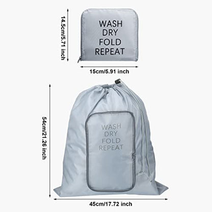 Boao 드로스트링 지퍼가 달린 여행용 세탁 가방 2개 - color: 회색, 파란색., size: Classic