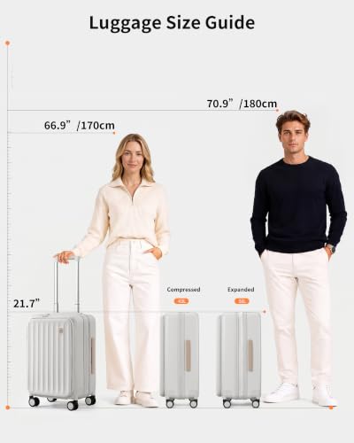 Carry on Luggage 20 Inch Expandable Top Opening Trunk Luggage with Spinner Wheels, Lightwight Hardside Carry on Suitcase with Laptop Compartment for Women Men, Warm White Apricot - color: Warm White Apricot, size: 20 inch Carry on