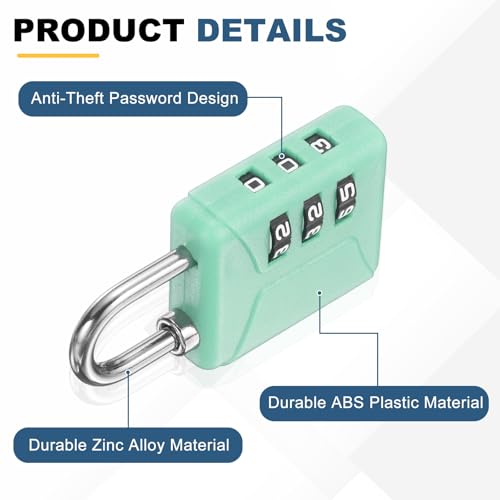 PATIKIL 3.3ft(39.4") Security Steel Cable with 3 Digit Combination Lock, 1 Set Travel Padlock PVC Coated Safety Wire Rope Double Loop for Luggage Suitcase, Clear Green Green - color: Clear Green Green, size: 3.3ft