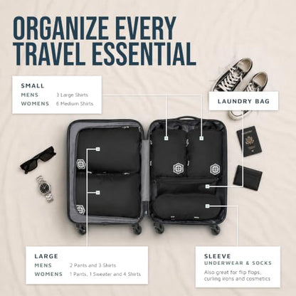 TRIPPED Travel Gear Compression Packing Cubes for Carry-On Travel 6-Pack - color: Black, size: 6 Piece