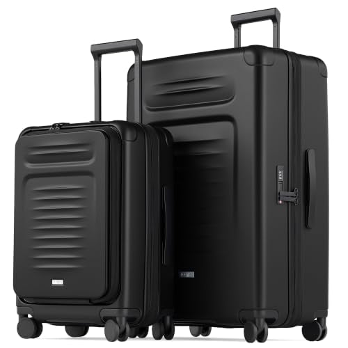 Coolife Expandable Luggage with TSA Lock 2 Piece Set Black - color: Black, size: 2 Piece Set（20/29inch）