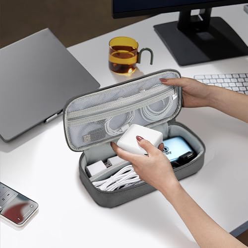 Teskyer Tech Organizer Pouch with Handle, Dark Grey - color: Dark Grey, size: Single Layer