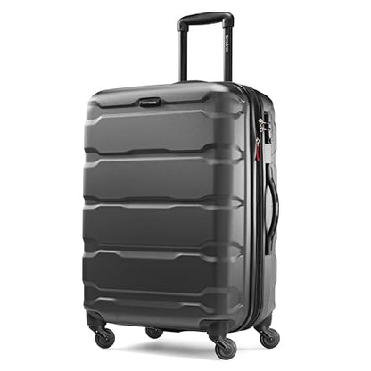 Samsonite Omni PC Hardside Expandable Luggage with Spinner Wheels, Black, Checked-Medium 24-Inch - color: Black, size: Checked-Medium 24-Inch